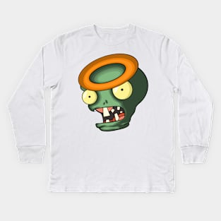 Green Zombie Face Kids Long Sleeve T-Shirt